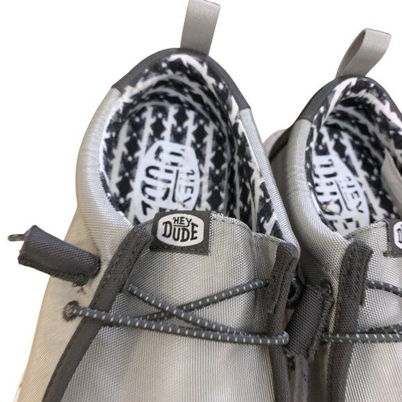 NEW Hey Dude Mens Wally Nylon Mens Loafer Shoes Size 9 Grey‎ Shoe - Picture 7 of 15